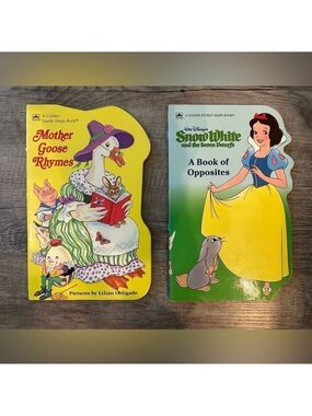 Vtg Disney’s Snow White & the 7 Dwarfs + Mother Goose Rhymes Golden Shape Books